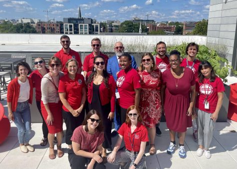 Teachers at Banneker posed for a picture wearing red in support of the W2 contract.