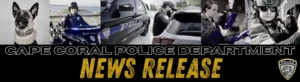 Cape Coral Police Department vehicle parked near a retail area on Del Prado Boulevard South