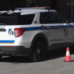 Police tape outside a hotel area in Woodlawn, Maryland