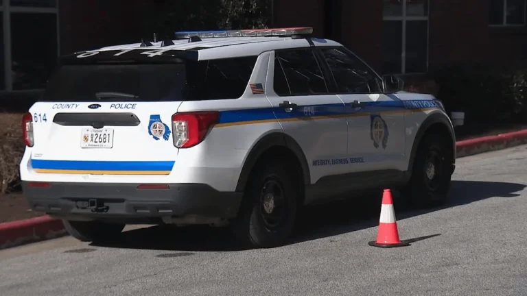 Police tape outside a hotel area in Woodlawn, Maryland