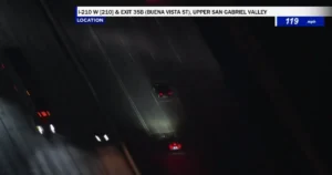 Police vehicles during a high-speed chase in the San Gabriel Valley